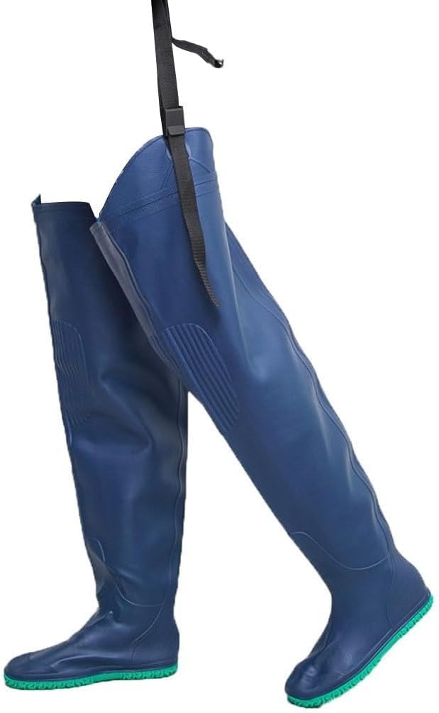 Wodoodporne i wytrzymałe Wodery wędkarskie Wytrzymałe buty do brodzenia z PVC z podeszwami Oxford i spodniami podwodnymi z regulowaną klamrą(38 EU)