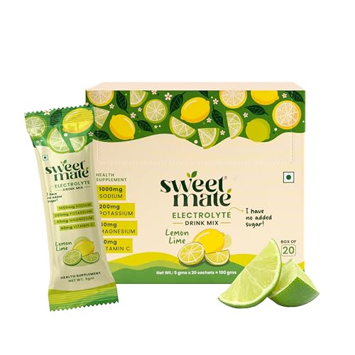 Image of Electrolytes Sugar Free Lemon Lime Flavour Sweetened With Stevia -5g (20 Sachet) No Preservatives and Chemicals |Offers 10x more Electrolyte |Keto Friendly, Vegan