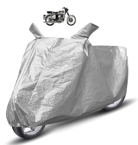 Image of Auto Hub Waterproof Bike Cover Compatible with RE Classic 350 Dustproof, UV Protection Two Wheeler Bike Classic 350 Cover - Metallic Silver