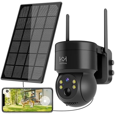 KEPEAK Solar Security Camera Wireless Outdoor, Battery Powered Cameras for Home Surveillance, PIR Detection, Color Night Vision, 2 Way Talk, 360° View, 2.4G WiFi Connection Cover