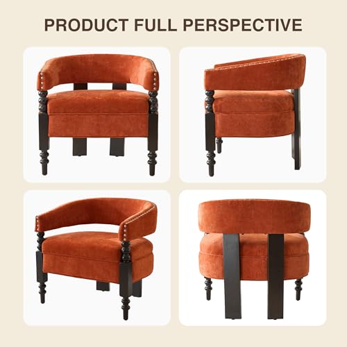 Sillón moderno chenille color rojo miniatura 7