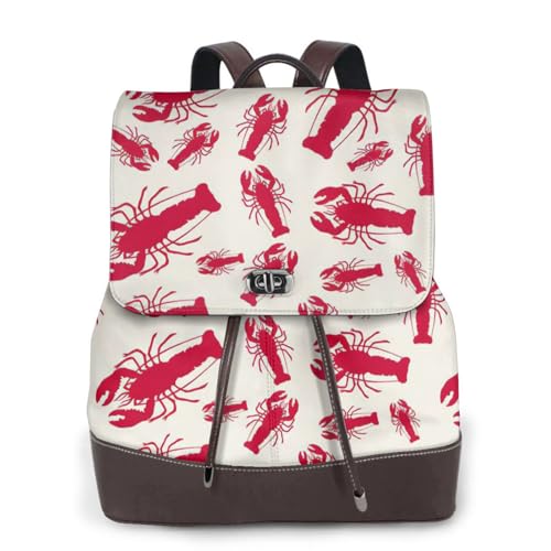 Sac à dos en cuir femme imprimé homard noir petit sac de voyage et loisirs polyvalent