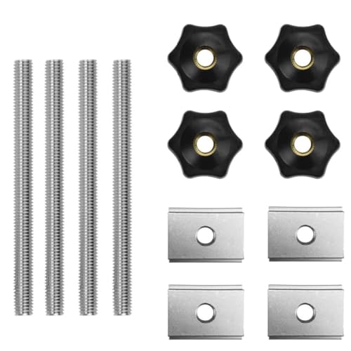 KLYNGTSK 12 Stück T-Schiene Gleitmuttern M8 Nutensteine T-Nut Muttern Kit mit T-Schraube und Klemmknopf M8 Kunststoffgriff für Holzbearbeitung Werkzeug