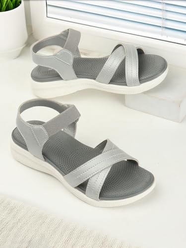 Image of Carlton London women's Cross Strap Adjustable Comfort Sandals