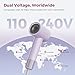 Dual Voltage Hair Dryer for Worldwide Travel, High-Speed Travel Hair Dryer for 5X Faster Drying, 200M Negative Ions, 0.69lb Portable Blow Dryer for Salon Results at Home & Abroad S4AT (Purple Dryer)