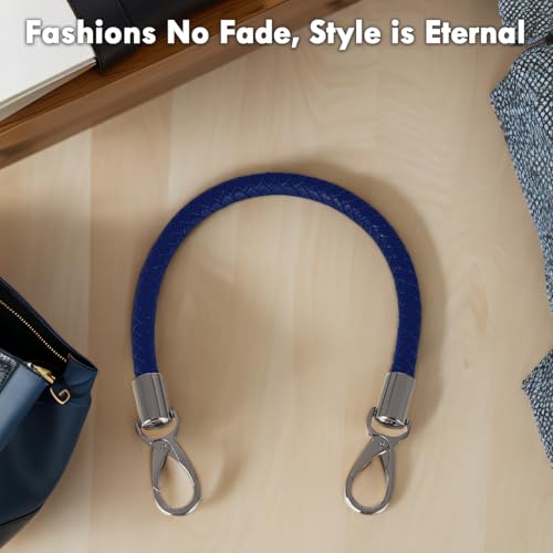 Mture 2 Stück 40cm Leder Taschengriffe mit Karabinerhaken, Ersatzgriff für Handtaschen, Schulterriemen für Taschen, Lederhenkel für Taschenherstellung, Blau