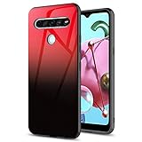 GORGCASE Phone CASE for LG K61 CASE, LG Q61 CASE, Ultra Slim Graphic IMD Design Anti-Scratch Shook-Proof Hybrid PC TPU Bumper Armor Cute Girls Women Drop Protective Cover Feather Red White Color