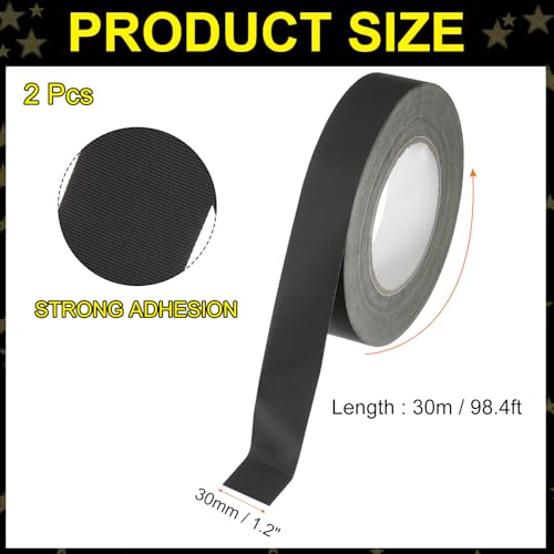 Image of MECCANIXITY Insulating Acetate Cloth Adhesive Tape, 1.2in x 98ft Black Electrical Heat Resistant Fabric Tape with Paper for Laptop Electric Automotive Guitar Repair Wire Harness, 2Pcs