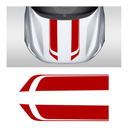 Image of Car Hood Decal Sticker, Automotive Side Body Stripe Graphics Racing Bumper Sticker, Universal Vehicle Skirt Roof Bonnet Vinyl Decal Exterior Decoration, Car Accessories (Red)