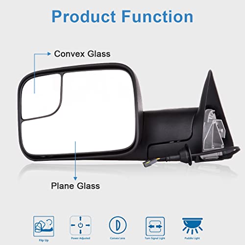 Eccpp Towing Mirrors For Dodge For Ram Tow Mirrors Pair Power Operation Manual Folding For 1994-1997 For Dodge For Ram 1500 2500 3500 Truck 1994 1995 1996 1997 #TOP1