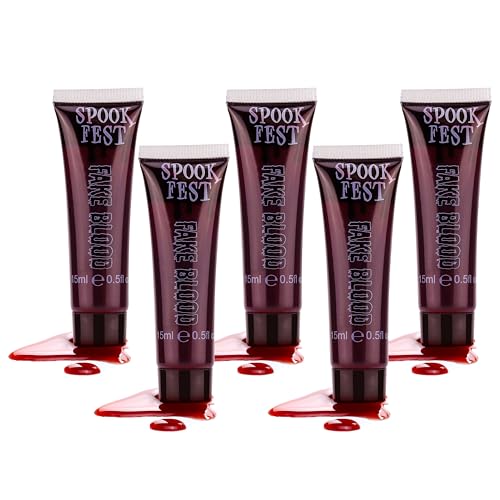 Faux sang spécial FX Pro 15 ml Maquillage d'horreur pour théâtre de vampires zombies Effets spéciaux Sang d'Halloween réaliste (5 tubes de 15 ml)