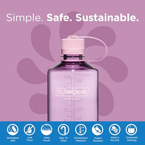 Image of Nalgene Leak Proof Tritan BPA-Free Water Bottle - 32 oz Narrow Mouth - Made in the USA for Outdoor Use & Daily Hydration (Cherry Blossom) (Pack of 6)