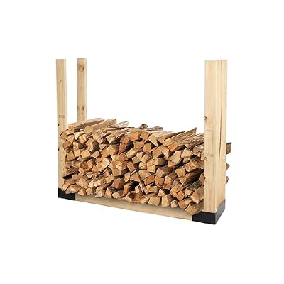 Shelter SLRK Adjustable Length & Height Firewood Storage Log Rack/Holder Kit, Powder Coated Heavy Duty All Steel, Adj. L x 14" D x Adj. H, Black