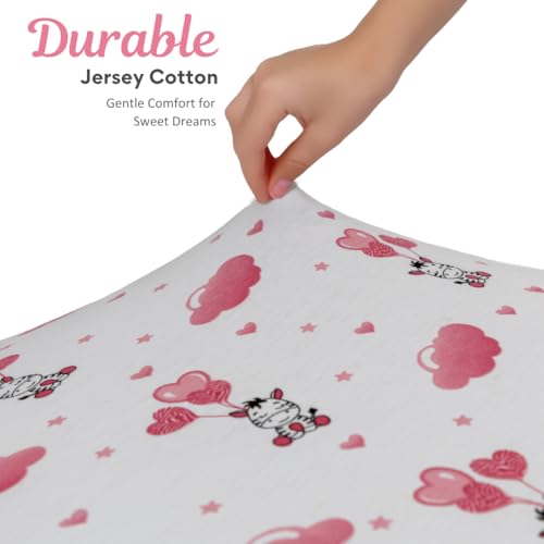 Image of 3 Pack Crib Sheets - Ultra Soft Jersey Cotton Baby Crib Sheets, Breathable Fitted Sheets for Standard Crib Mattress (52 inch x 28 inch), Baby Boy Crib Bedding Set - Pink Zebra