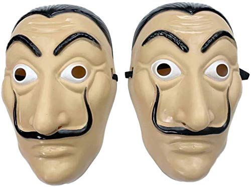 AMARONE Money robbery mask salvador Dali MaskCosplay halloween mask Realistic Movie Prop Face Mask 2pack