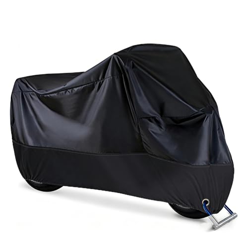 【MATERIALE ECCELLENTE】Il nostro telo coprimoto è realizzato in tessuto Oxford, resistente all'usura e agli strappi. È ideale per uso interno ed esterno e protegge efficacemente la moto da vento, pioggia, neve, polvere e intemperie