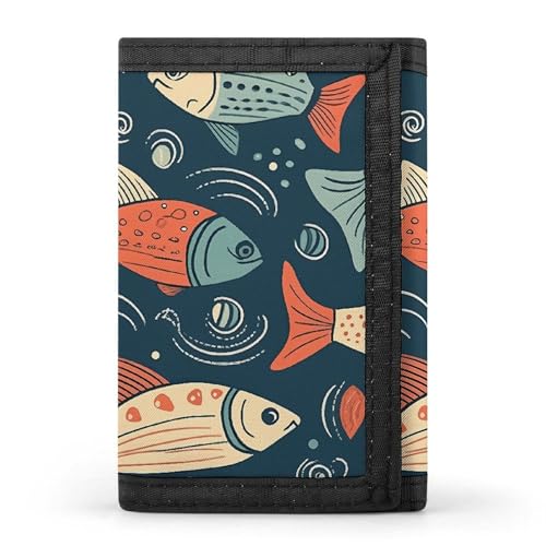 Animation Style Fish Wallet with Photo Window & Key Ring, Lightweight Durable Tri-Fold Wallet with Card Slots, Compact Money Clip for Men Women