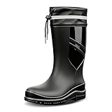 GBWPRBMW Men's Mid Calf Rain Boots Waterproof Slip Resistant PVC Strap for Outdoor Work Fishing Gardening