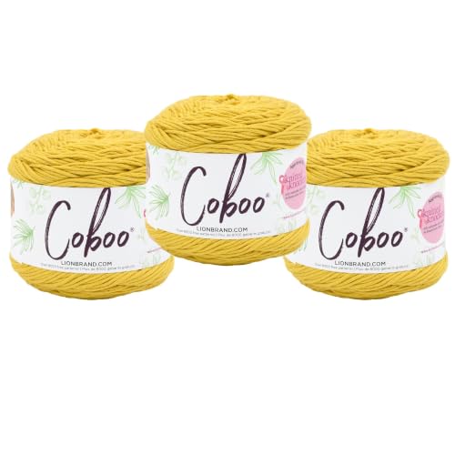 Image of Lion Brand Yarn, Coboo Cotton Blend Crochet Yarn, Buttercup, Yellow, 3 Pack