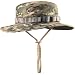 Boonie Hat Tactical Ripstop Headwear Bucket Hat with Map Pocket Chin Strap for Wargame Sports Hunting Fishing UV Protection Cap with Oversized Brim for Outdoor Military Hat with Brass Vents (CAMO)