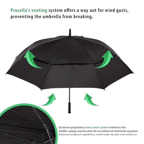 PARSPAR 60 Inch Windproof Golf Umbrella, Black - Image 8
