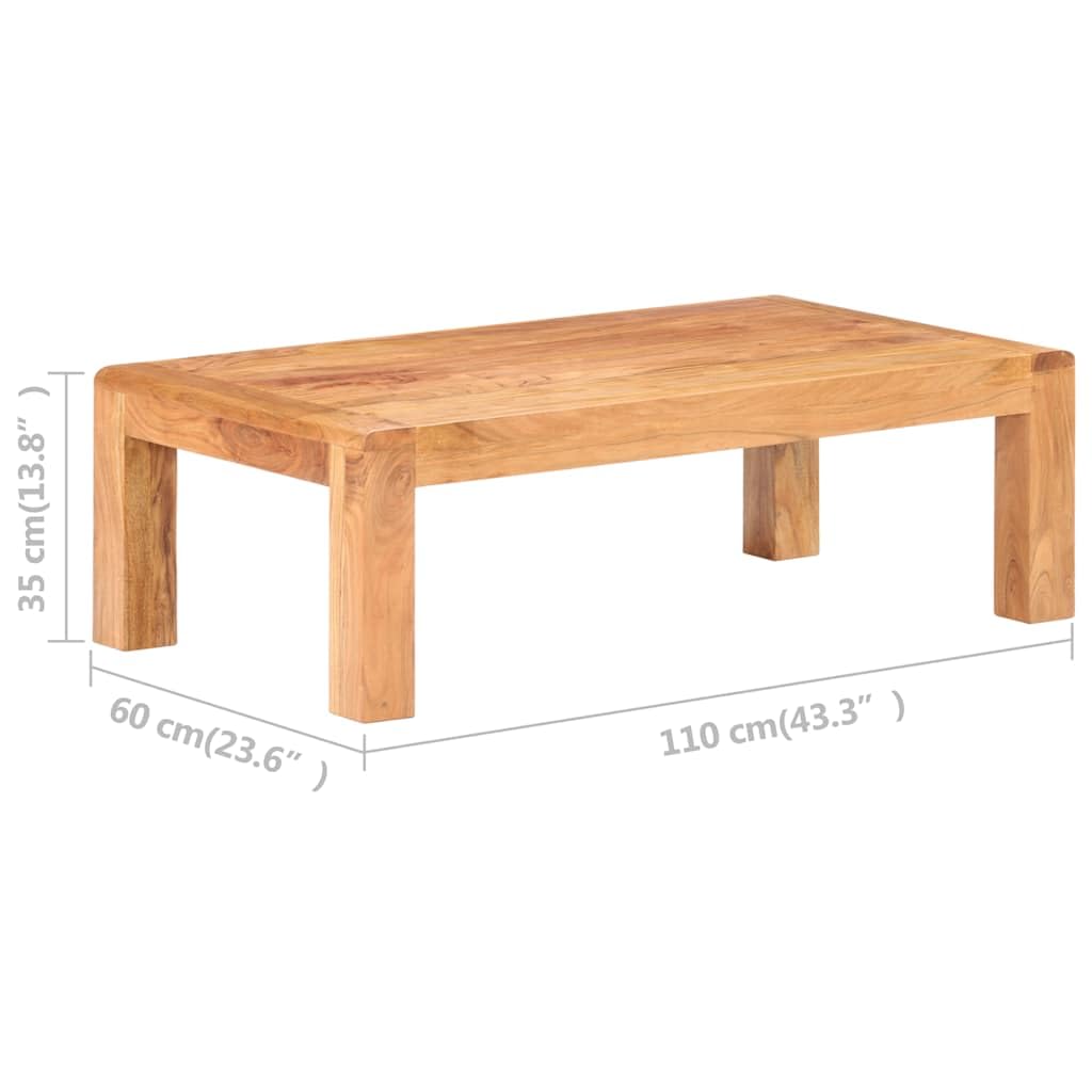 Tavolino da salotto, 110 x 60 x 35 cm, in legno massiccio di acacia, finitura miele | Tavolino rustico per il vostro soggiorno in vero legno con esclusiva vernice color miele.