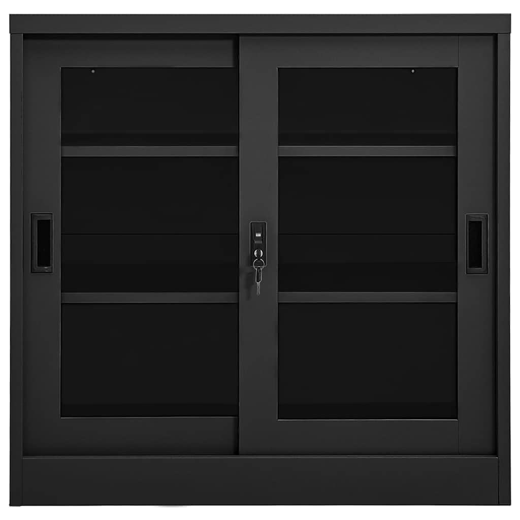 Armadio Ante Scorrevoli Antracite 90x40x90 cm Acciaio Vetro