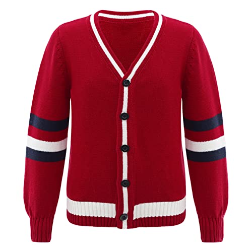 Unisex Kids V-Neck Long Sleeve Button Down Knit Cardigan Coat Uniform Casual Outerwear for Autumn3