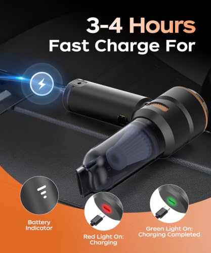 Image of VNOST Car Vacuum,3 Suction Modes,Portable Mini Cordless Cleaner with 50000pa Suction Power,Type-C Charge,Handheld Vacuum for Home,Car,Birthday Gifts for Men Dad Husband (Black and Gold)