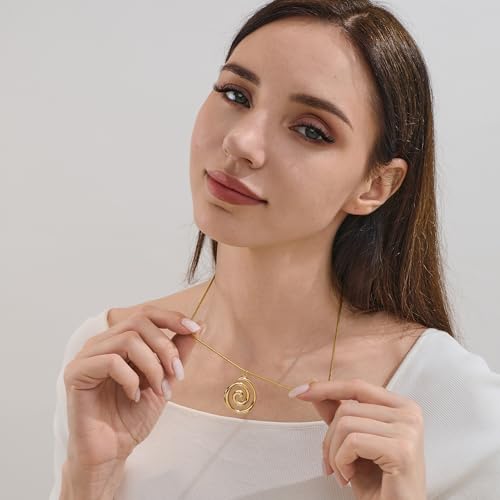 Gold Statement Necklaces for Women - Boho Beach Spiral Swirl Conch Pendants Necklaces, Trendy Statement Jewelry | Summer Beach Jewelry Gifts3