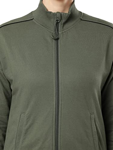 Image of Jockey A111 Women Super Combed Cotton French Terry Drop Shoulder Styled Jacket with Ribbed Cuff and Hem