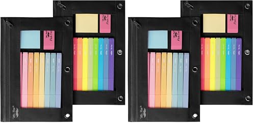 Image of Mr. Pen Fabric Pencil Pouch with 3 Binder Holes, Black, Set of 2 (Pack of 2)