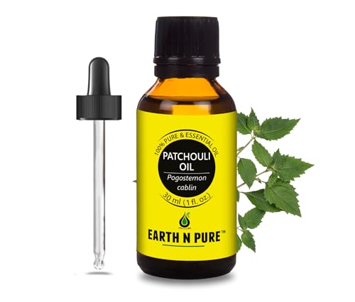 Image of Earth N Pure Patchouli Essential Oil Natural & Therapeutic Grade for Aromatherapy, Skin & Hair Care with Glass Dropper 30 ml