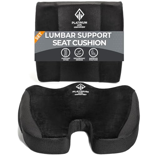 Ergonomic Memory Foam Lumbar & Seat Cushion Back,Tailbone Pain Re...