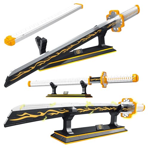 GXJTYYBS Ideas Demon Sword Building Set Compatible with major brands Zenitsu Slayer Katana & Samurai Sword STEM for Anime Cosplay MOC TOY Adult Boys 8-16+ with Scabbard Holder 956 Pcs