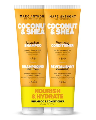 Marc Anthony Hydrating Coconut Oil & Shea Butter Shampoo & Conditioner Set â€“ Biotin & Keratin Shampoo Conditioner Bundle - Sulfate Free, Color Safe, Anti Frizz Gift Set for Dry Damaged Hair