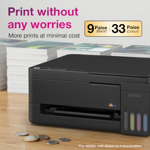 Image of Epson EcoTank L3313 (New Launch) InkTank A4 Colour Printer, Scanner, Copier for Home & Office, 5760x1440dpi Resolution, Low Printing Cost at just 9 Paise per Black Print and 33 Paise per Colour Print