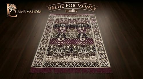 Image of 5x7 Feet Carpet for Living Room | Acrylic Cotton Area Rug | Soft, Durable & Lightweight | Anti-Slip Floor Rug for Bedroom, Hall, Office | Large Washable Carpet (Golden Pink)