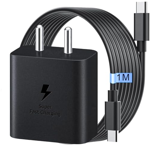 Image of Original 45w Wall Charger | Designed with Super Fast Charging 2.0 Support | USB C Port | Compatible with Samsng S21 Plus A34 M62 A14 LTE A13 5G M22 A52 A71 Tab A7 Lite M11 - New Model-Black