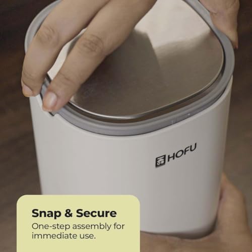 Image of HOFU Mini Dustbin with 360 Swing Lid | For Study Table, Dressing Table, Work Desk, Bedroom, Bathroom and Office | Sleek Design and 1.5L Dustbin | White