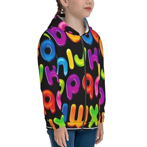 Alphabet Theme Kids Pullover Hoodies Boys Zip Up Sweatshirts Girls Athletic Clothes with Pocket4