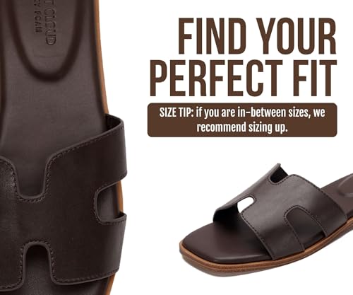 Image of Project Cloud 100% Genuine Leather Sandals for Women 2026 - Fashion Flat Womens Sandals with Memory Foam Insole Slides Sandals Women Footwear - Mules Women's Sandals (Jannel)