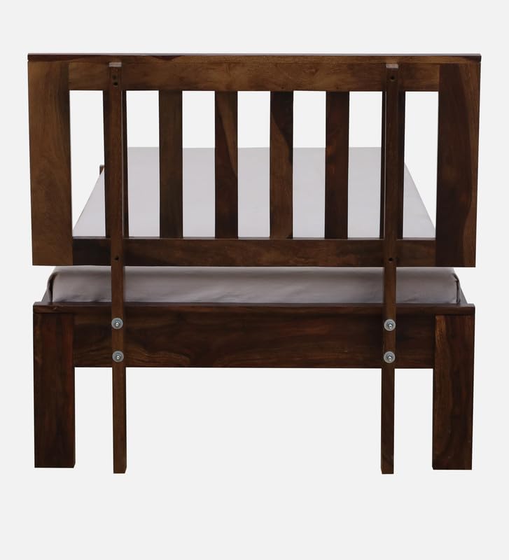 Image of Solid Sheesham Wood Wave Single Bed Without Storage | Wooden Single Bed Cot Palang Furniture for Bedroom Living Room Home and Hotel (Provincial Teak Finish)