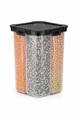 Image of 4 Section Airtight Food Storage Container - Leakproof Lid, BPA-Free Grain Storage Jar, Multi Compartment Kitchen Organizer (Pack of 1)