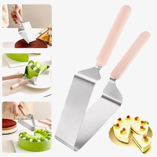 SerniaXin Stainless Steel Cake Cutter for Wedding, Birthday, Baking - Heavy-Duty Rust-Proof Blade with Double Non-Slip Ergonomic Handle, Safe Pastry & Pie Slicing Tool (1)