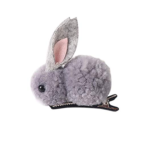 Spaufu - Pinzas para el pelo con forma de conejo, herramientas para peinar el cabello para niñas pequeñas, niños, mujeres, adornos, accesorio para el cabello diario, 1 paquete, gris, 7cm*6.5cm