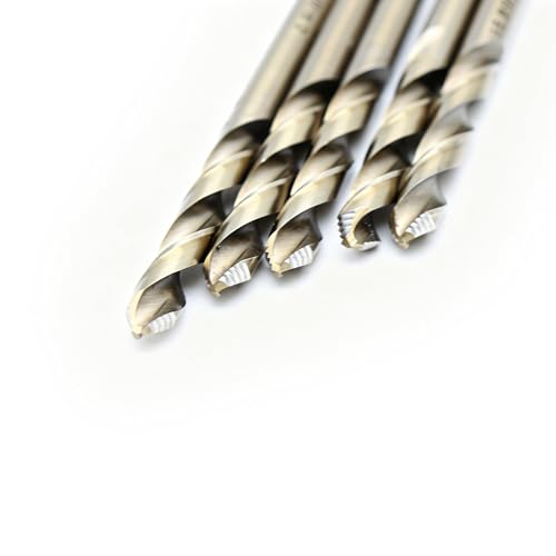 Image of TEMO 5 pc 1 /4 Inch M35 Stepped Point Jobber Drill Bit, Easy Boost Twist Drill Bit Set for Acrylic Metal, Steel, Wood, Plastic