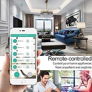 Miniatura 7 de ZigBee Smart Plug Power Strip, protector de sobretensiones con 4 tomas inteligentes controladas individualmente y 4 puertos USB, cable de extensión