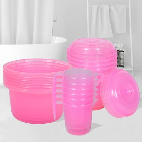 Image of Kuber Industries Set of 18 Bathroom Combo Set | 6 Piece Tub-25 L with 6 Piece Bucket-13 L & 6 Piece Mug-1100 ml Bathing Set | Bathroom Accessories Set | Bathroom Set | Transparent Pink