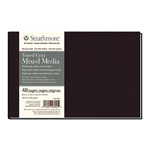 Image of Strathmore 469-405 Hardbound Mixed Media Art Journal, 8.5 inch x 5.5 inch, Toned Gray, 48 Pages